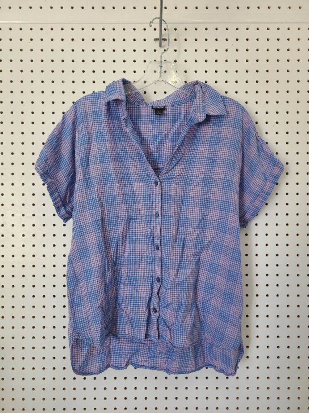 Patagonia Womens Blue & Pink Plaid Short-Sleeve Button-Up Shirt M Lightweight
